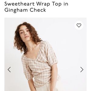 Madewell gingham sweetheart wrap top